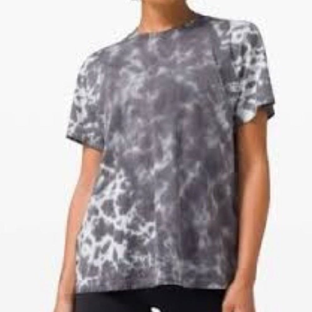 😀 Lululemon Dye T Shirt Short Sleeve Casual‎ Gray White Blend Top